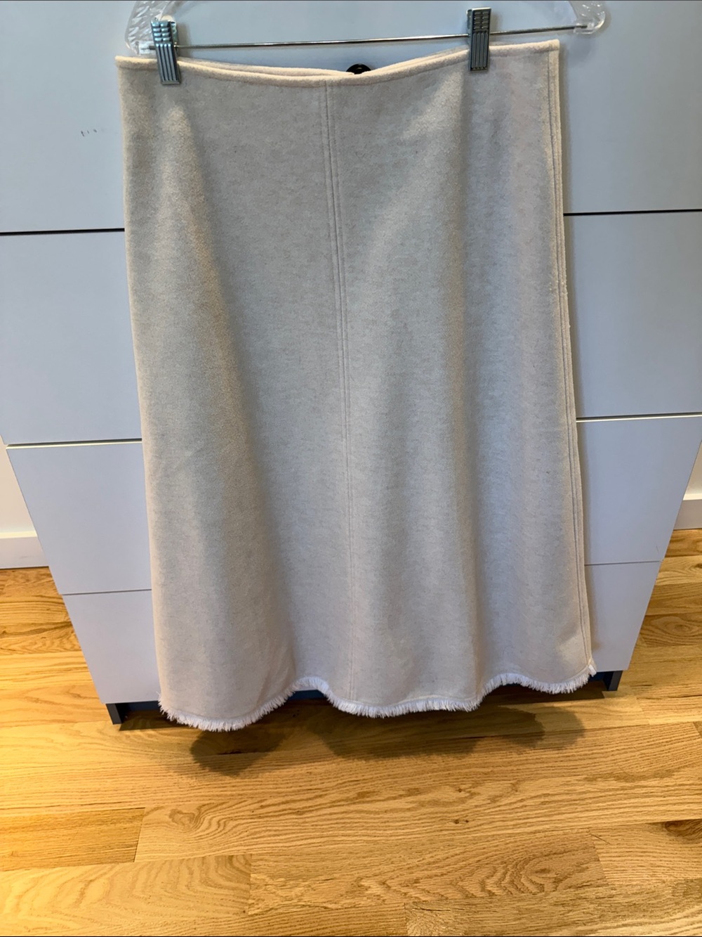 Neutral Cream Midi A-Line Skirt